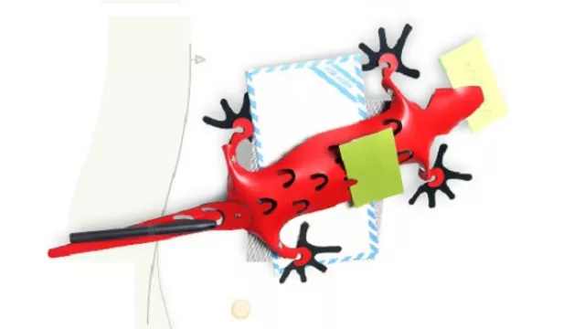 Ideal para las paredes, la iguana de cuero permite colocar recordatorios y papelerío en cualquier superficie lisa.