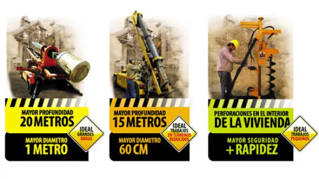 Existen distintos tipos de máquinas para cada caso: “grandes obras”, “terrenos reducidos” y “trabajos pequeños”.