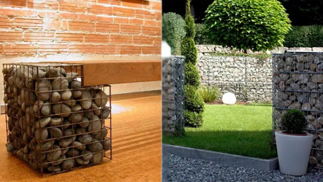 Dos alternativas, un mismo método: piedras “enjauladas” para decorar objetos de uso diario –como una mesa- o emplear como muros en el jardín.