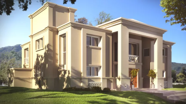 Uno de los modelos de casas/mansiones que se prevé edificar en La Arbolada Hollywood.