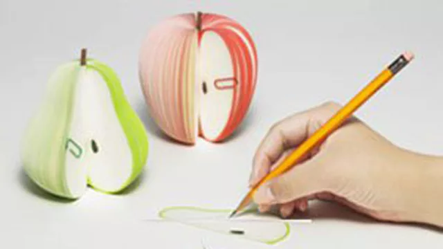 Otra opción de anotadores pero más saludable, con forma de frutas. (By Grupo en Diseño)