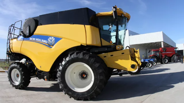 Uno de los modelos de cosecheadoras que se fabrican en el predio industrial de Fiat de Ferreyra