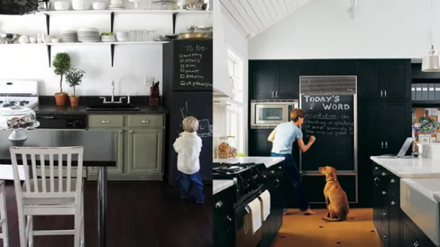 Agustina Allende nos cuenta que aplicó la pintura-pizarrón en puertas de hornos pero también podrían pintarse heladeras, ¿no?