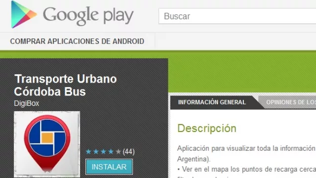 La app Transporte Urbano Cba de DigiBox