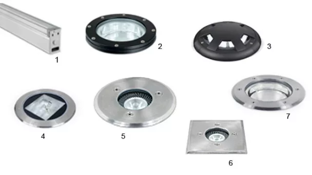 Los modelos de Lucciola: 1-Yolo, con T5; 2 y 3-Giano y Soft, para varios tipos de lámparas;