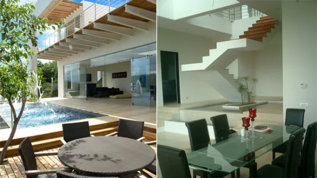 El mobiliario de los dormitorios, cocina y baño fueron diseñados exclusivamente para esta vivienda. También fueron diseñadas exclusivamente las barandas de acero.