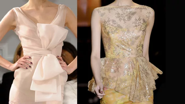 Dos molderías con volúmenes en organza y organdí.