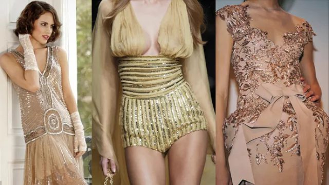 Molderia años 60, en tul de seda, completamente bordado; una molderia de tendencia: short culotte completamente bordado y top pegado de gasa con mangas; un modelo en rosa viejo, molderias con pelpum y bordados en guipure.