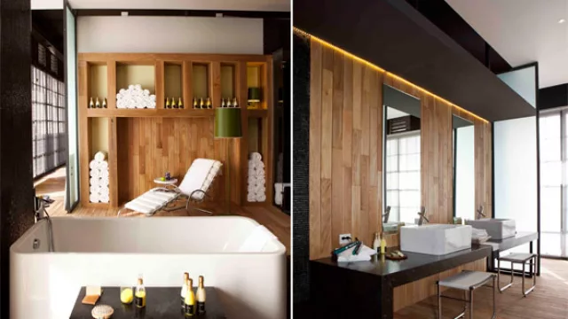 La madera del piso de Roble de Eslavonia asciende por las paredes y conforma los espacios de guardado.