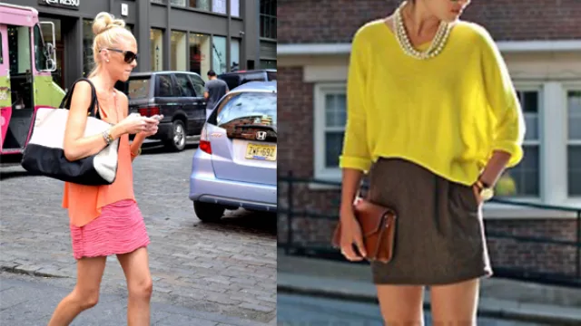 Musculosa naranja; agregale una mini drapeada fucsia, a la falda de traje sastre, sumale un sweater XL en amarillo ácido.