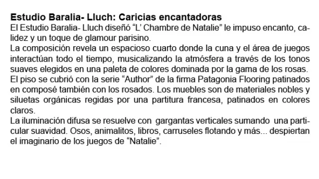 El Estudio Baralia- Lluch diseñó “L’ Chambre de Natalie”.