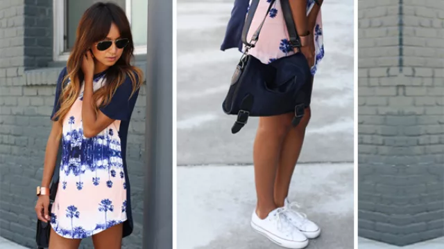 Un vestido cómodo, que sirva tanto para zapatillas y ojotas sin taco, como para unos suecos altos.