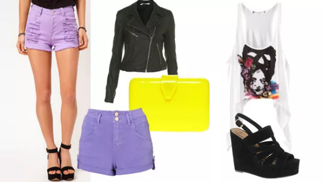 Dos opciones de tiro alto en lila, para alargar las piernas. 