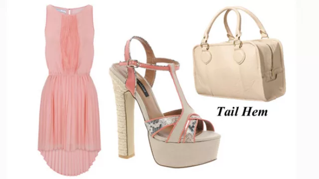 Un vestido con detalles de plisados en frente pechera y falda, con largo Tail Hem.