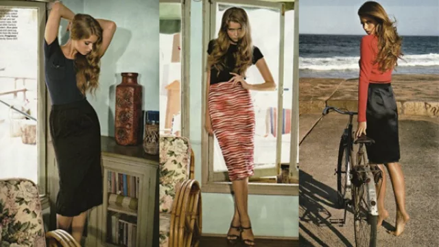 Tres faldas lápiz, dos negras y una con estampa a rayas, impactante figuras, sin necesidad de ajustarse demasiado.