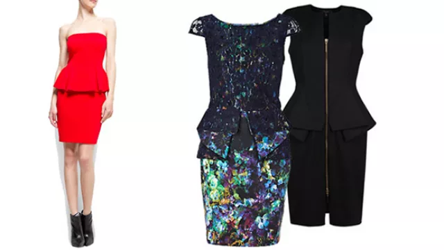 vestidos de cóctel con moldería peplum