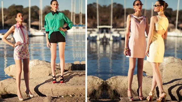 opciones de conjuntos con minifaldas y shorcitos, vestidos que juegan con molderías caladas en espalda y escotes.