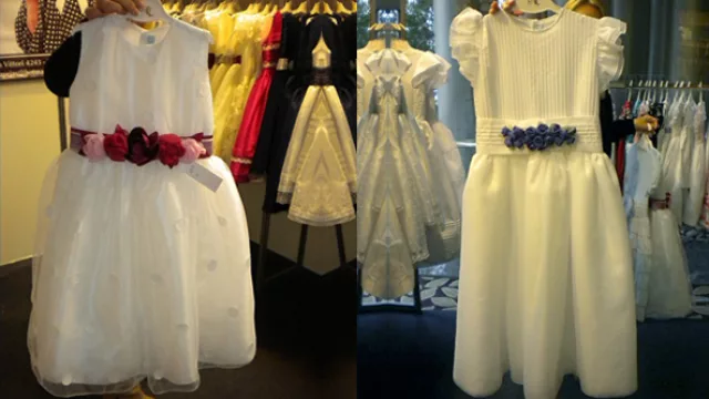 Dos propuestas en  vestido de fiesta para niñas de la firma Liliana Sejas. 