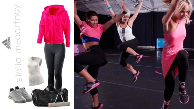 diversidad de conjuntos de calzas, musculosas, camperas, remerones, tops , todos a tono con las zapatillas.