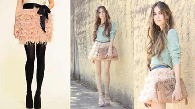 Distintas propuestas de conjuntos para eventos, con faldas en génerso abrigados, para usar con bajas temperaturas. 