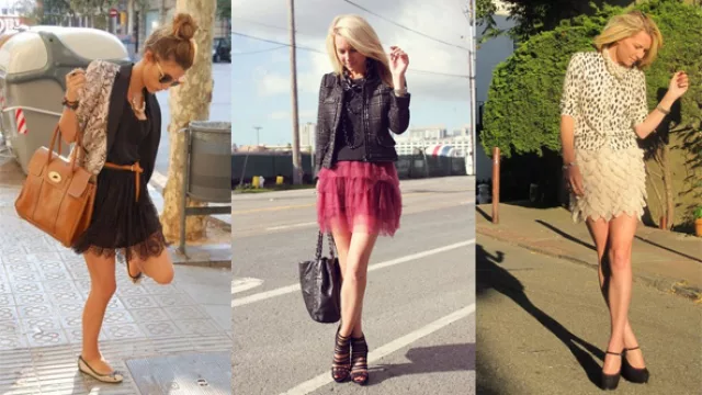 Distintas propuestas de conjuntos para eventos, con faldas en génerso abrigados, para usar con bajas temperaturas. 