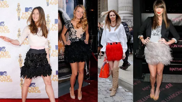 Distintas propuestas de conjuntos para eventos, con faldas en génerso abrigados, para usar con bajas temperaturas. 