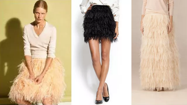 Distintas propuestas de conjuntos para eventos, con faldas en génerso abrigados, para usar con bajas temperaturas. 