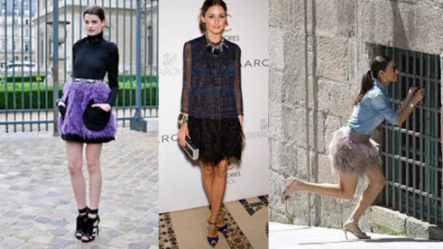 Distintas propuestas de conjuntos para eventos, con faldas en génerso abrigados, para usar con bajas temperaturas. 