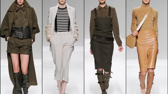 En pasarela, varias opciones en géneros con spandex, muy pegadas a la pierna, sobre stilettos.