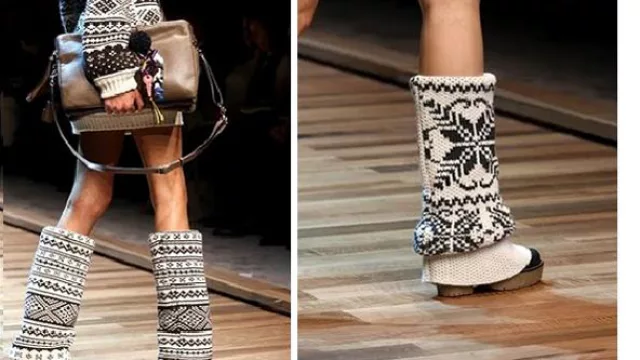 Opción de polaina tejida Jacquard, en composse con vestido.