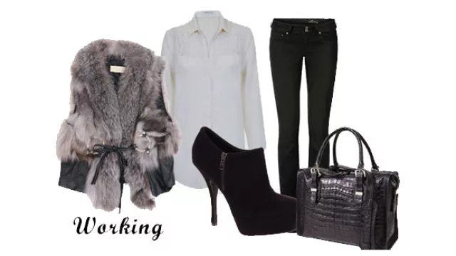 Camisa, pitillos y chaleco de piel sintética.