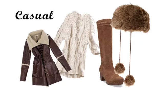 Tapado descarne y vestido tejido de lana tejido a mano con gorro de piel.