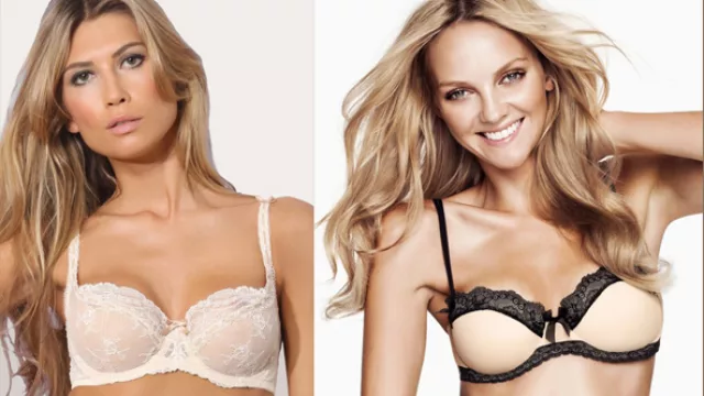 Uno en crudo, enteramente en encaje spandex, el otro de lycra nude y encaje negro