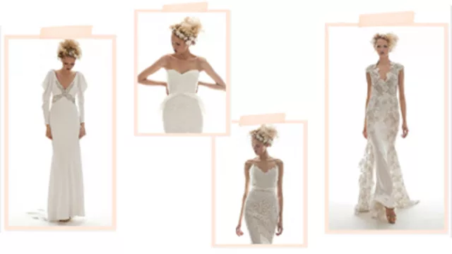 Mangas largas bordado delicado, escote V y al cuerpo, El último al cuerpo con sobre capa de encaje y guipure.