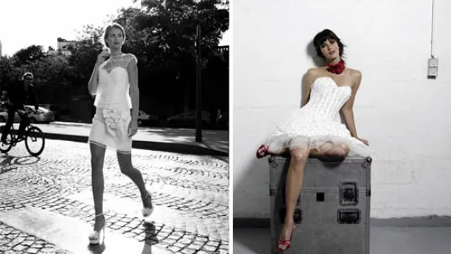 Dos opciones cortas muy sexys, al cuerpo. El primero en dos piezas, el segundo strapless y falda con vuelo.