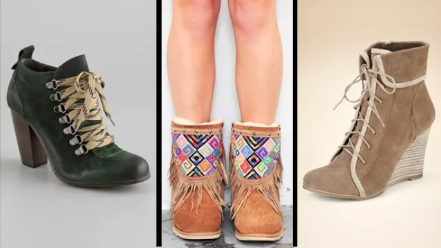 Botinados con tacos, botas con accesorios tejido telar y flecos, botinados taco chino.