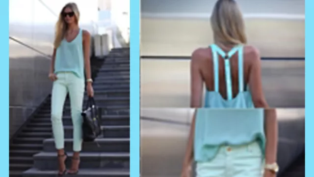 Opción Street style, de top con escote deportivo, con tiras que simulan gruesos elásticos en la espalda.