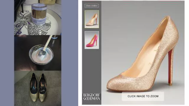 Zapatos con glitter; inspiración Christian Laboutin.