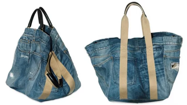 Maxi bolso con pantalón de jeans; inspiración Dolce Gabbana