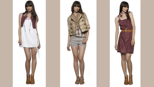 Camisola larga y chaleco (puede ir con calzas ¾ debajo), short y chaqueta, vestido estampado romántico con cinto que marca bien la cintura.