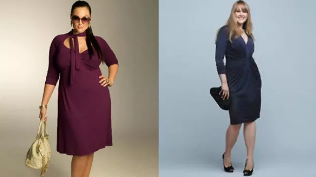 Dos vestidos para tener en cuenta, obispo, con lazo al cuello y escote profundo el azul con drapeado desde el centro hacia los costados que afina contorno.