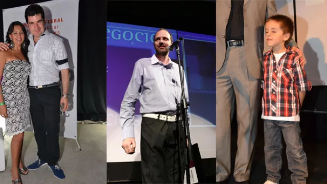 Cristian Quinteros, Eduardo Aguirre e Ivo Biain -felicitaciones a la madre y la madrina- dan cuenta de un look Denim impecable