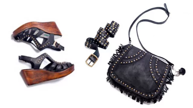 Bandolera con Flecos y Tachas + Cinto con Tachas & Suecos