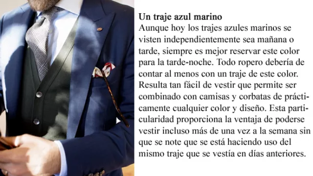 Un traje azul marino
