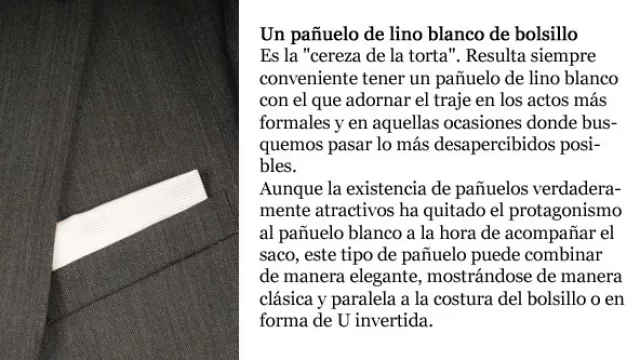 Un pañuelo de lino blanco de bolsillo