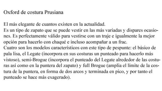 Reseña sobre el Oxford costura prusiana