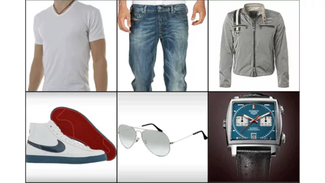 Look Alexander McQueen (el preferido de mi mujer): Remera básica Calvin Klein, Vaqueros Diesel, Zapas Nike, Gafas de sol Ray-Ban y Reloj Tag Heuer.