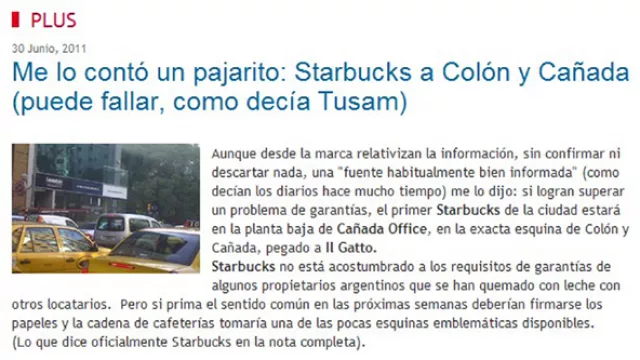 Dicho y hecho: Starbucks a Colón y Cañada (te lo dijimos hace dos meses)