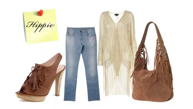 Cartera y zapatos acordonados con flecos